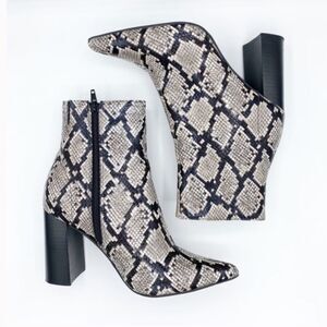 Jeffrey Campbell Raven Snake Print Heel Booties Size 8,5 M